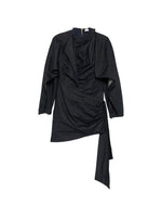 Black Textured Mock Collar Mini Dress 1
