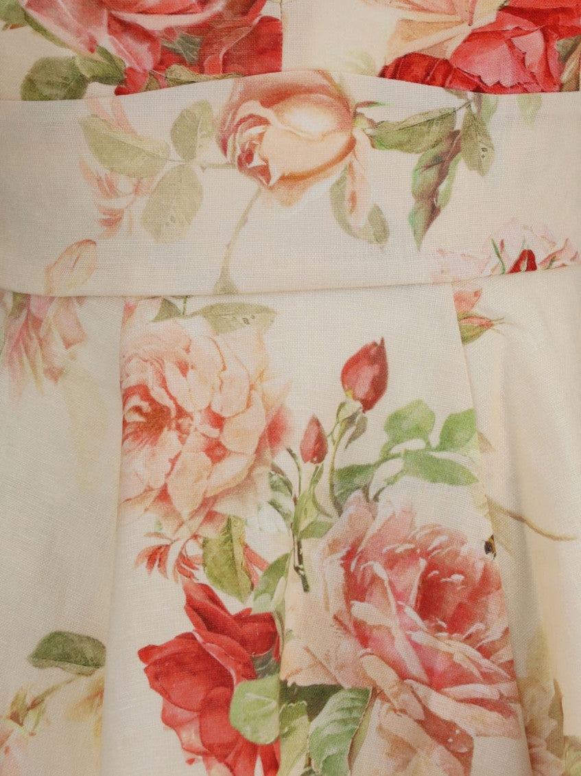 Beige Floral V Neck Mini Dress 5