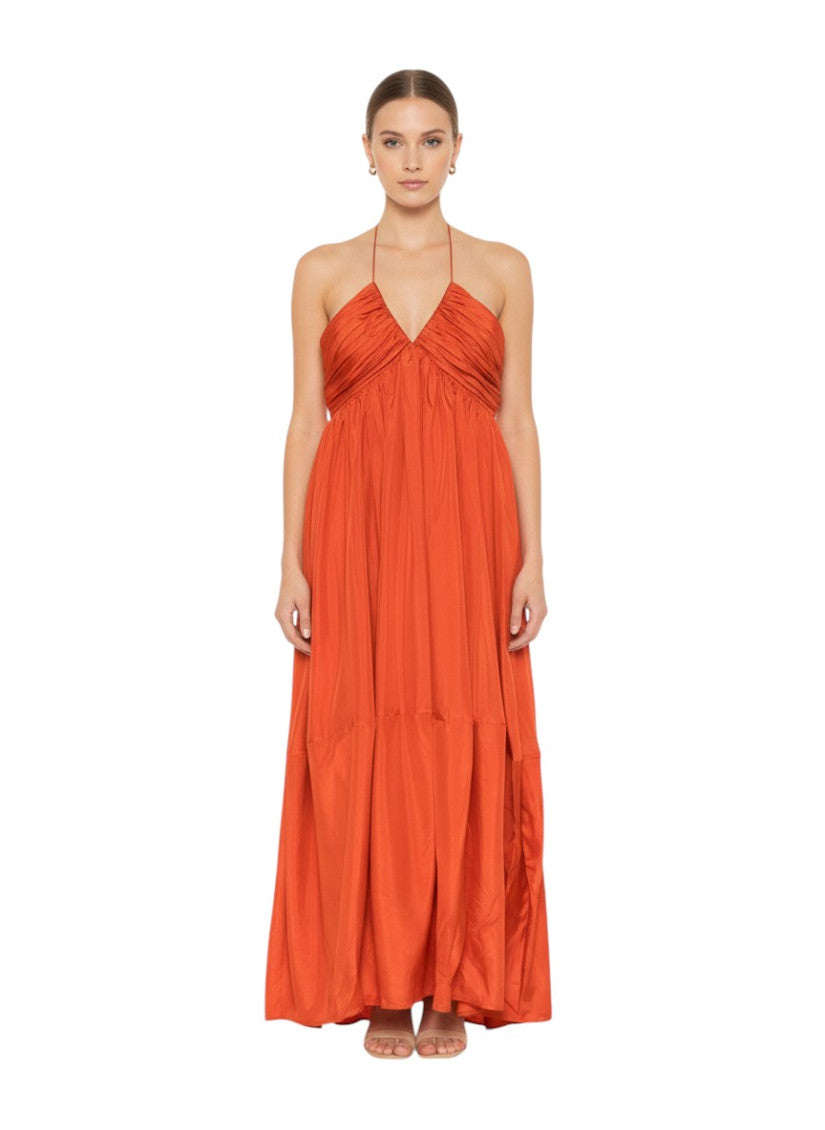 Orange Halter Neck Maxi Dress 3