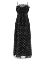 Black Polka Dot Ruffled Neck Dress 1