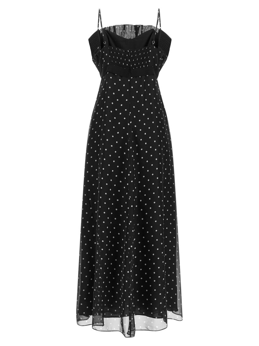 Black Polka Dot Ruffled Neck Dress 2