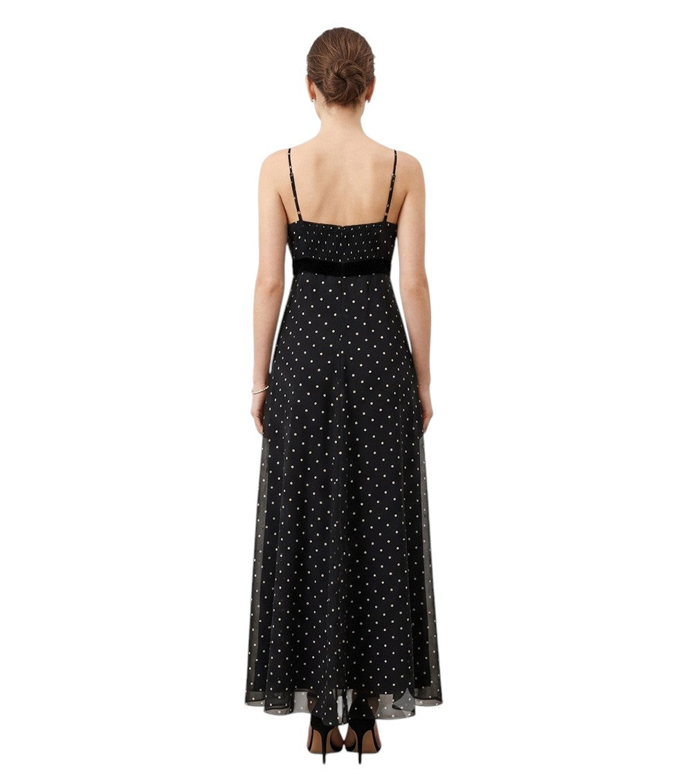 Black Polka Dot Ruffled Neck Dress 4