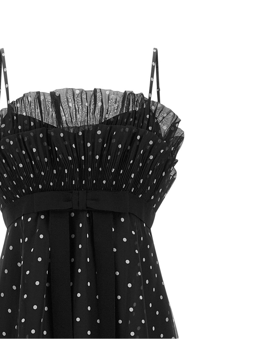 Black Polka Dot Ruffled Neck Dress 5