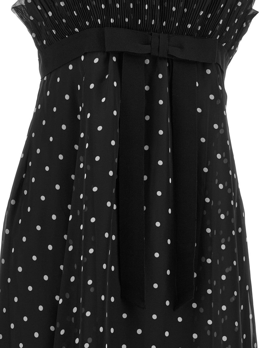 Black Polka Dot Ruffled Neck Dress 6