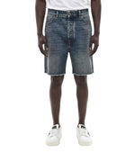 Blue Solid Denim Shorts 1