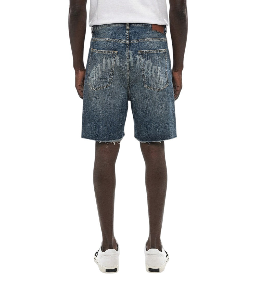Blue Solid Denim Shorts 2