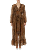 Brown Paisley V Neck Maxi Dress 1