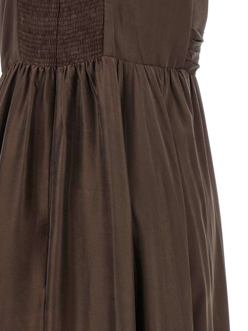 Brown V Neck Full Length Dress 6