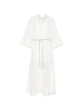 White Embroidered V Neck Midi Dress 1
