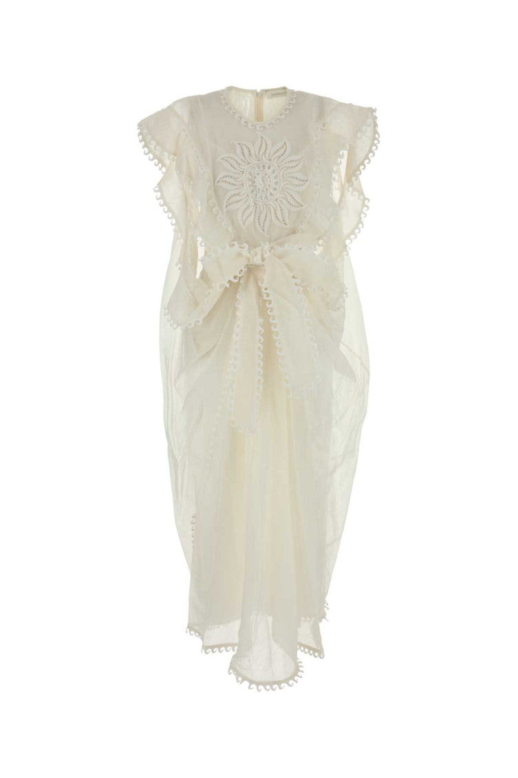 White Embroidered Round Neck Maxi Dress 1