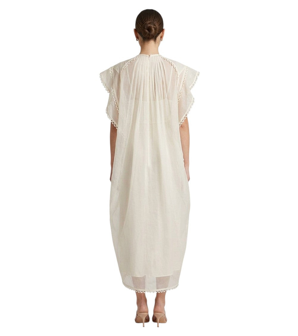 White Embroidered Round Neck Maxi Dress 4
