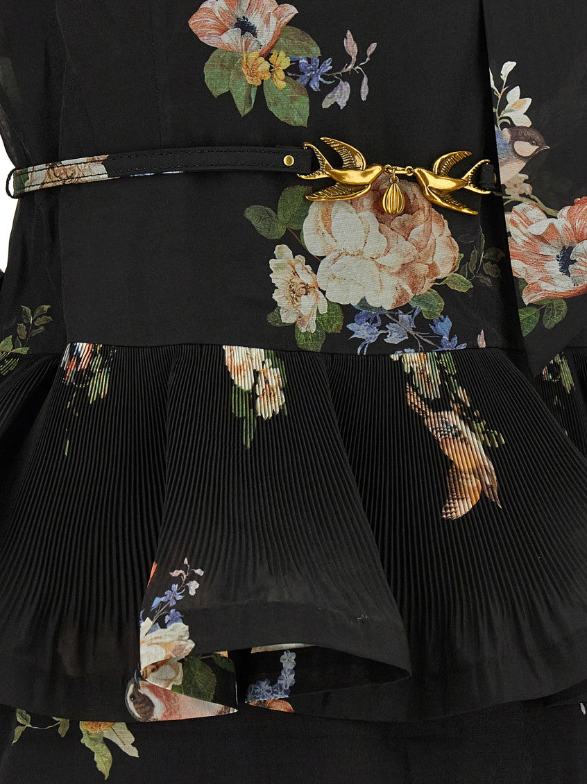 Black Floral High Collar Midi Dress 6
