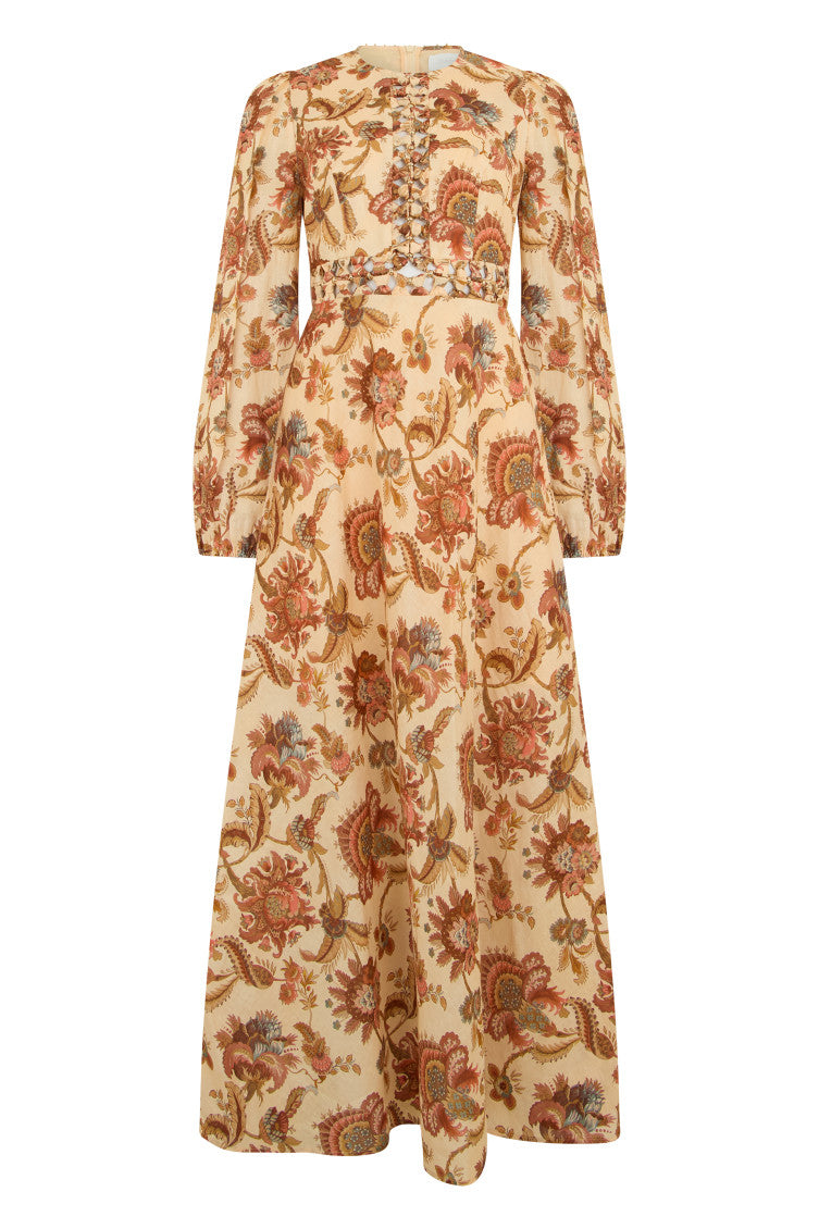 Multicolor Floral Round Neck Maxi Dress 1