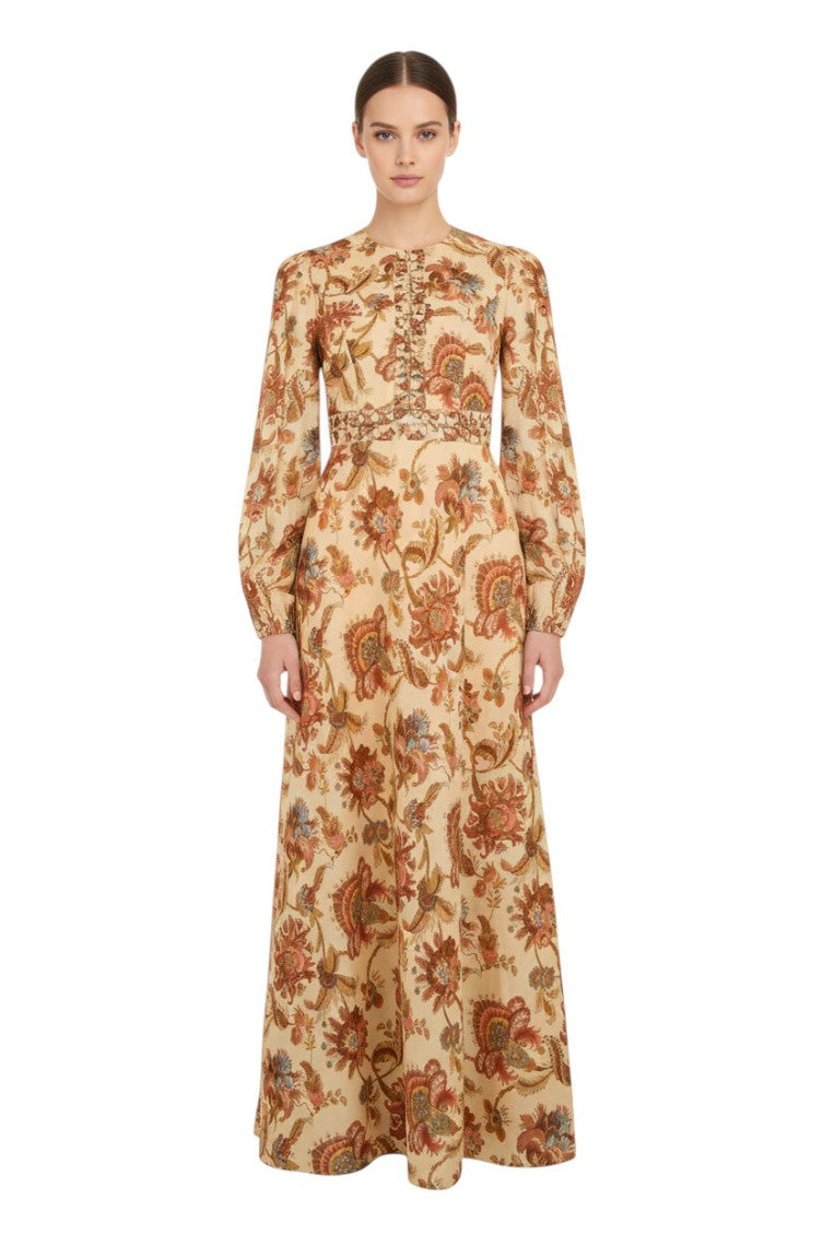 Multicolor Floral Round Neck Maxi Dress 3