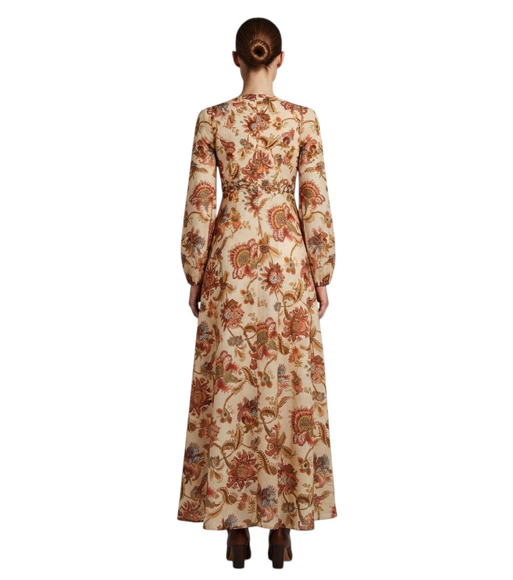 Multicolor Floral Round Neck Maxi Dress 4