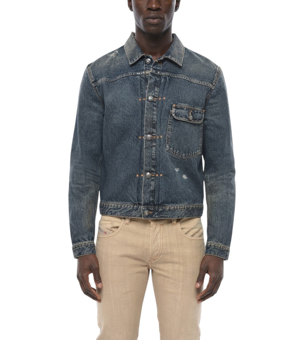 Blue Distressed Denim Jacket 1