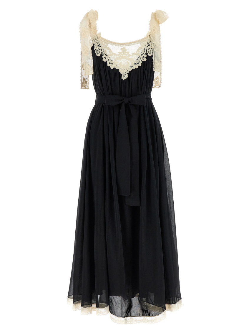 BlackWhite Lace V Neck Maxi Dress 1