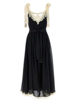 BlackWhite Lace V Neck Maxi Dress 1