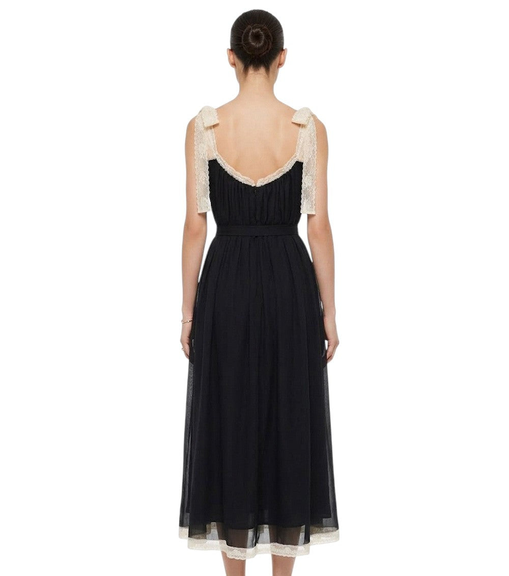 BlackWhite Lace V Neck Maxi Dress 4
