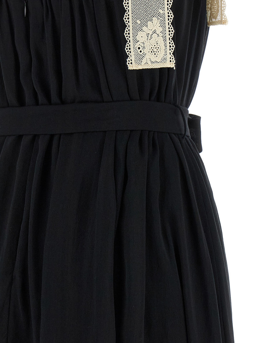 BlackWhite Lace V Neck Maxi Dress 6