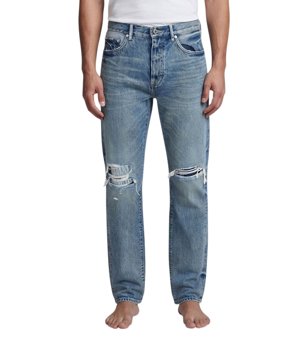 Blue Distressed Mid Rise Jeans 1