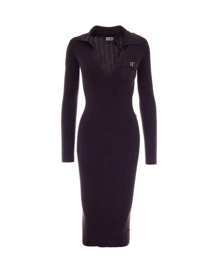 Dark Brown Textured Shirt Dress Dress 1