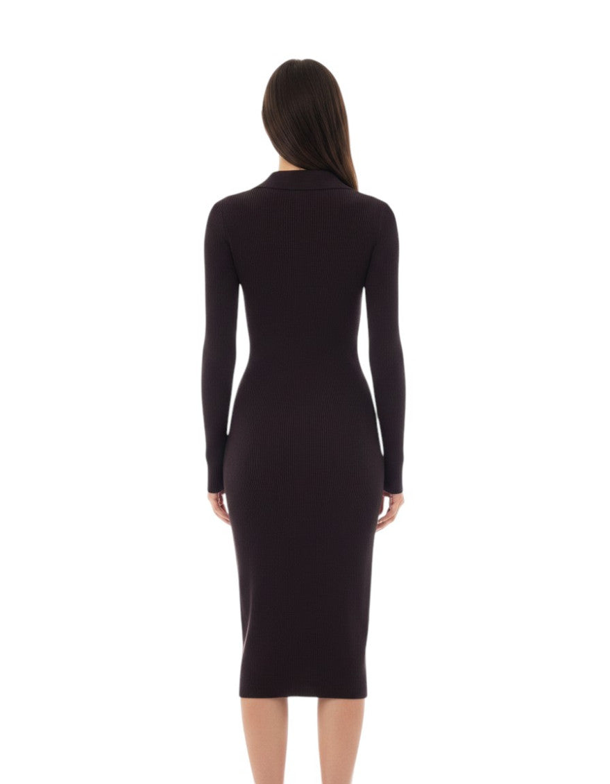 Dark Brown Textured Shirt Dress Dress 4
