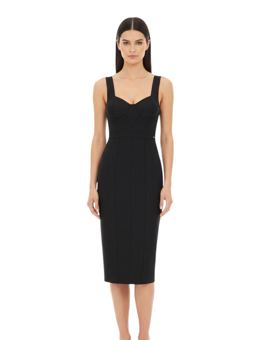 Black Sweet Heart Neck Midi Dress 3