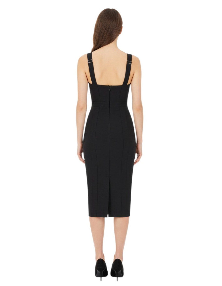 Black Sweet Heart Neck Midi Dress 4