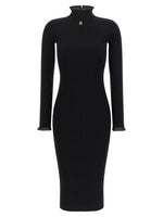 Black Textured Mock Collar Dress 1