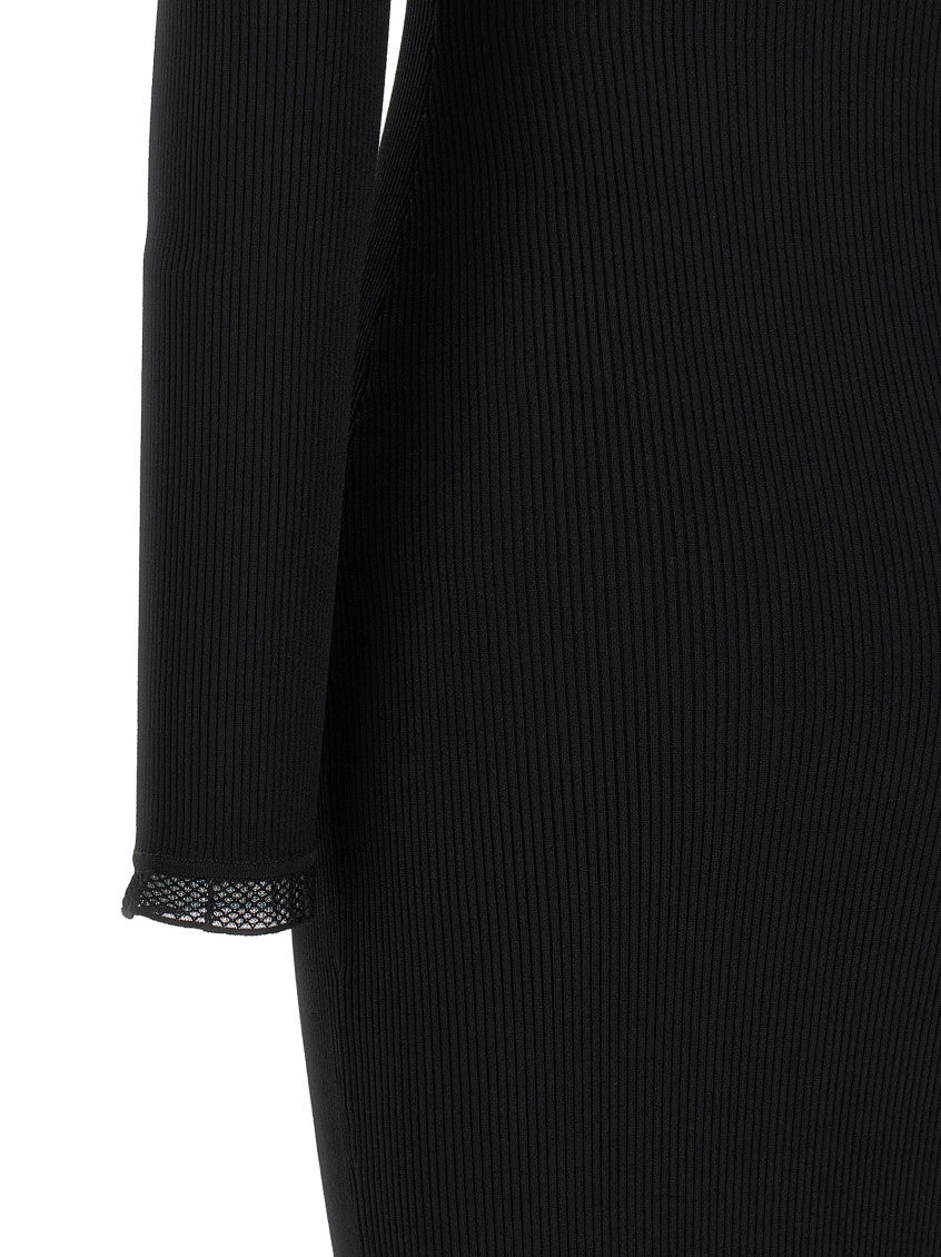 Black Textured Mock Collar Dress 6
