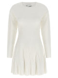 White Textured Crew Neck Mini Dress 1