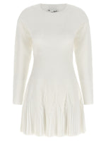 White Textured Crew Neck Mini Dress 1