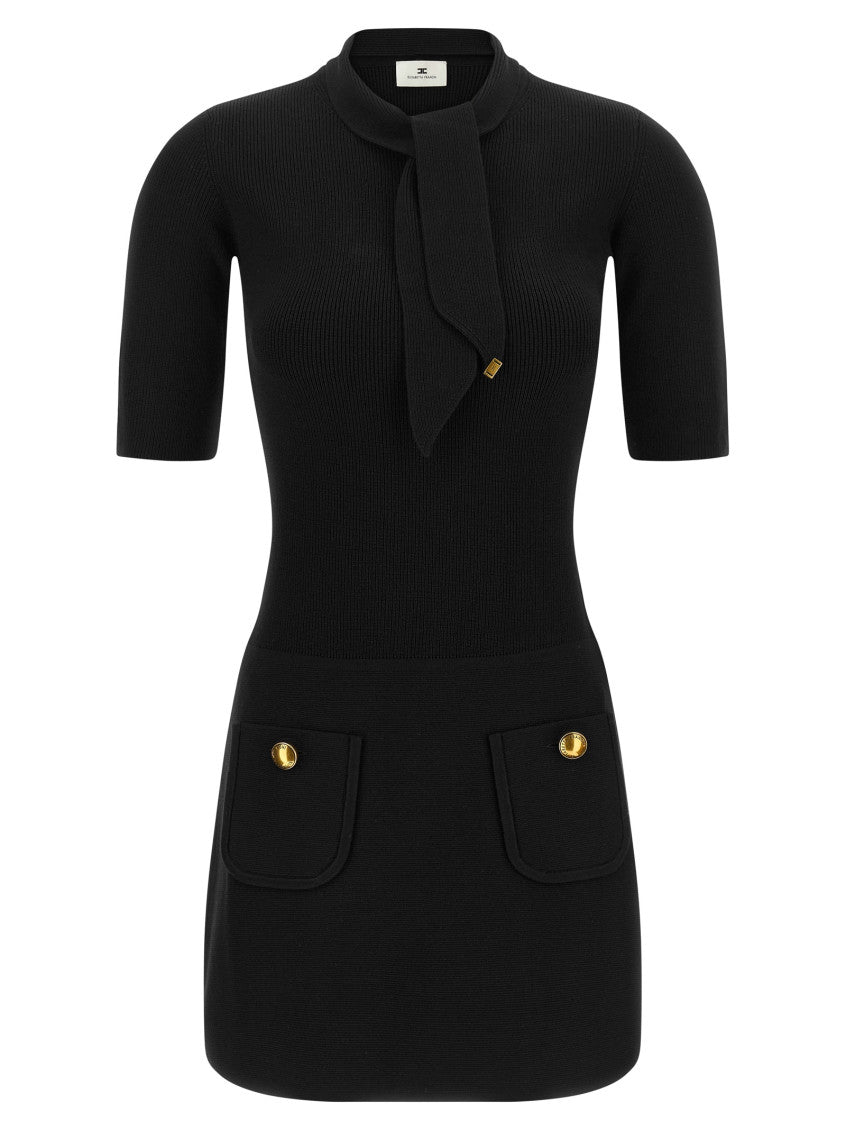 Black Mock Collar Mini Dress 1