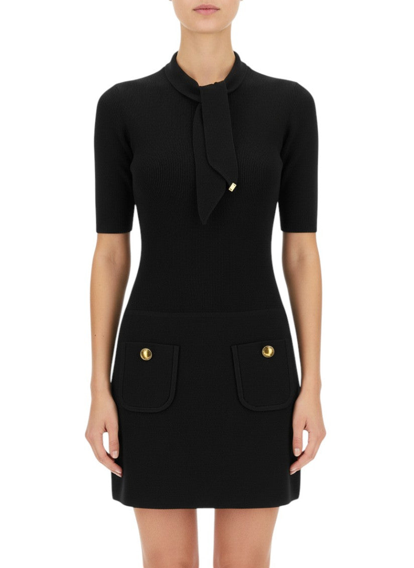 Black Mock Collar Mini Dress 3
