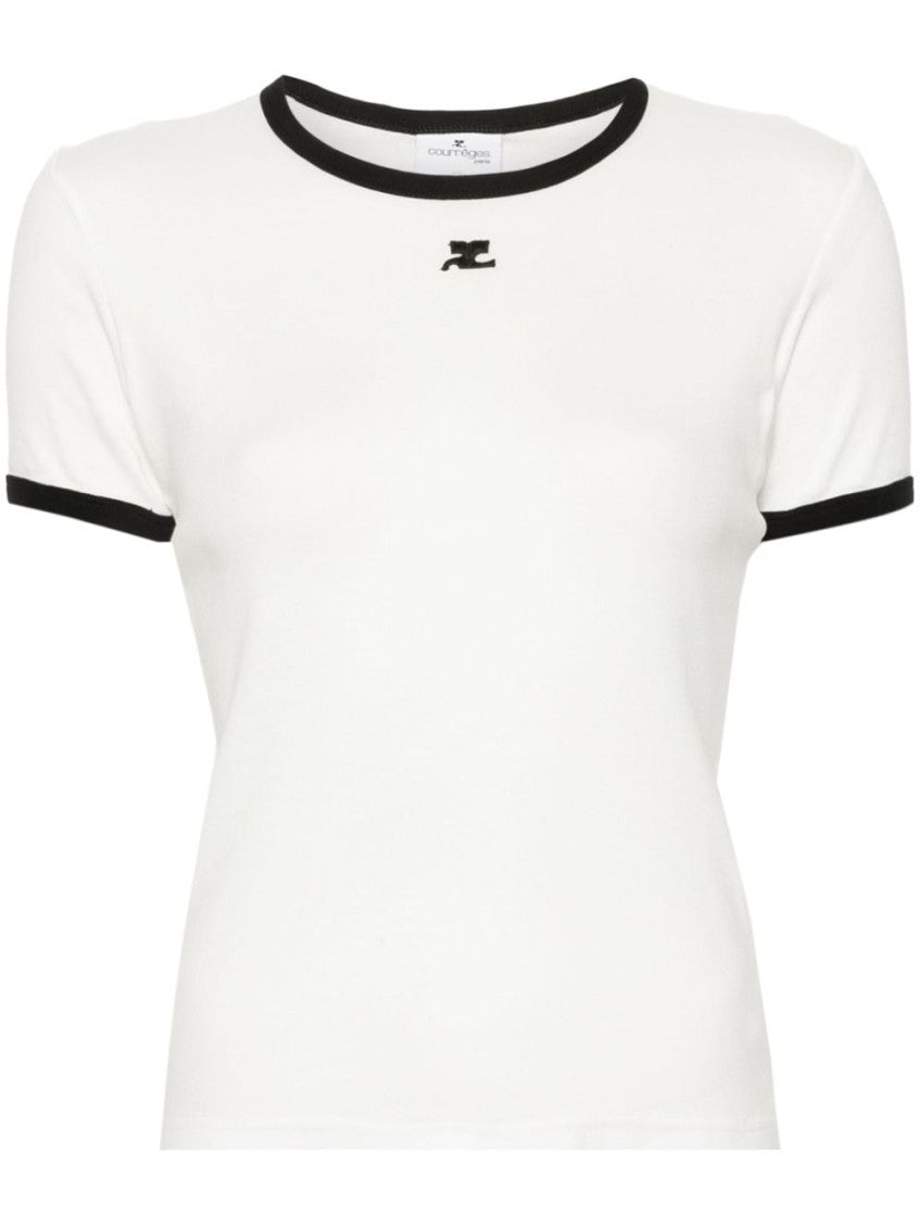 White Embroidered Logo T-Shirt 1