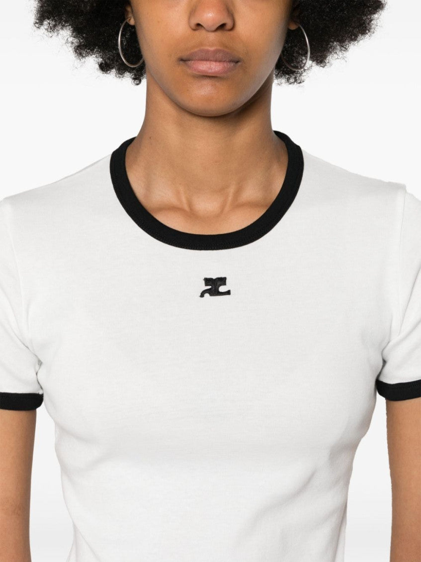 White Embroidered Logo T-Shirt 4