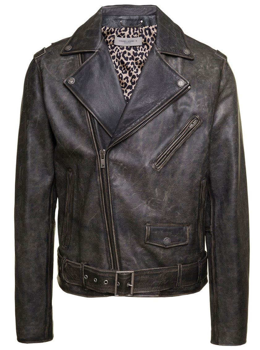 Black leather biker jacket 1
