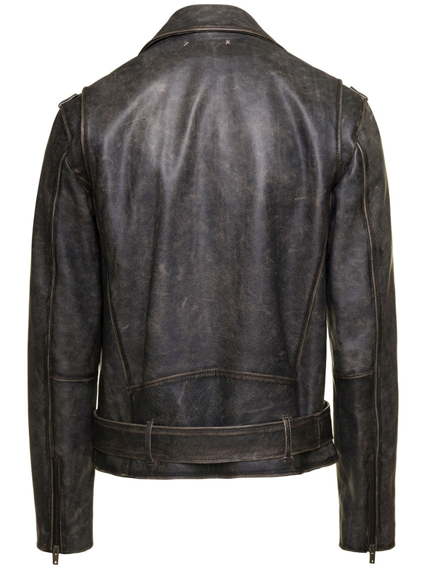 Black leather biker jacket 2