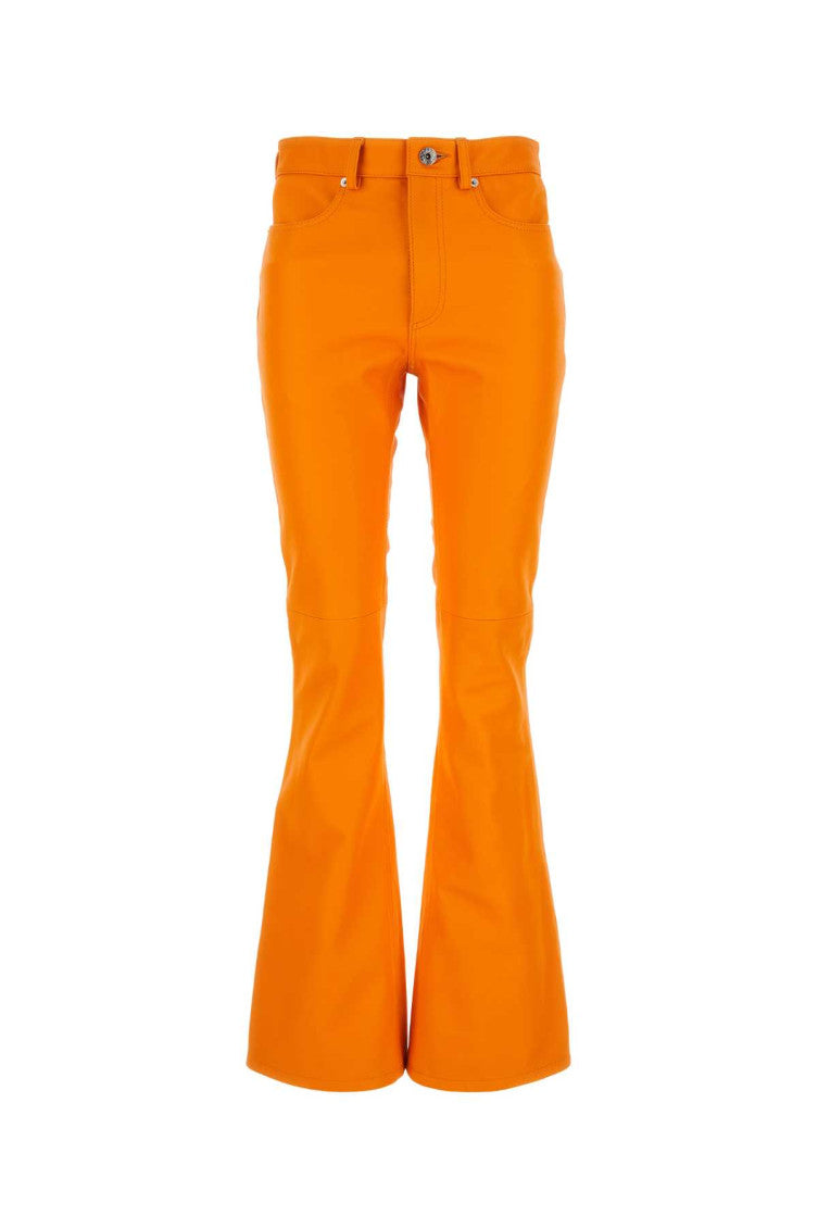 Orange Leather Bootcut Leg Trousers 1