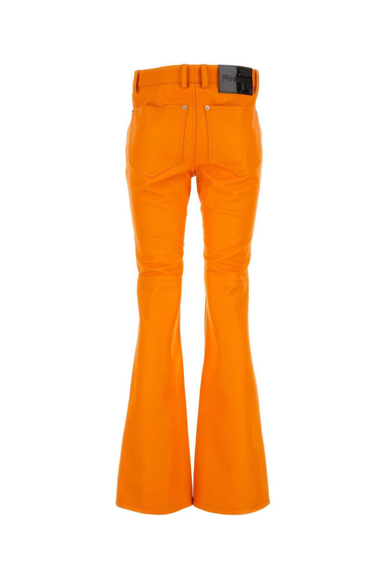 Orange Leather Bootcut Leg Trousers 2