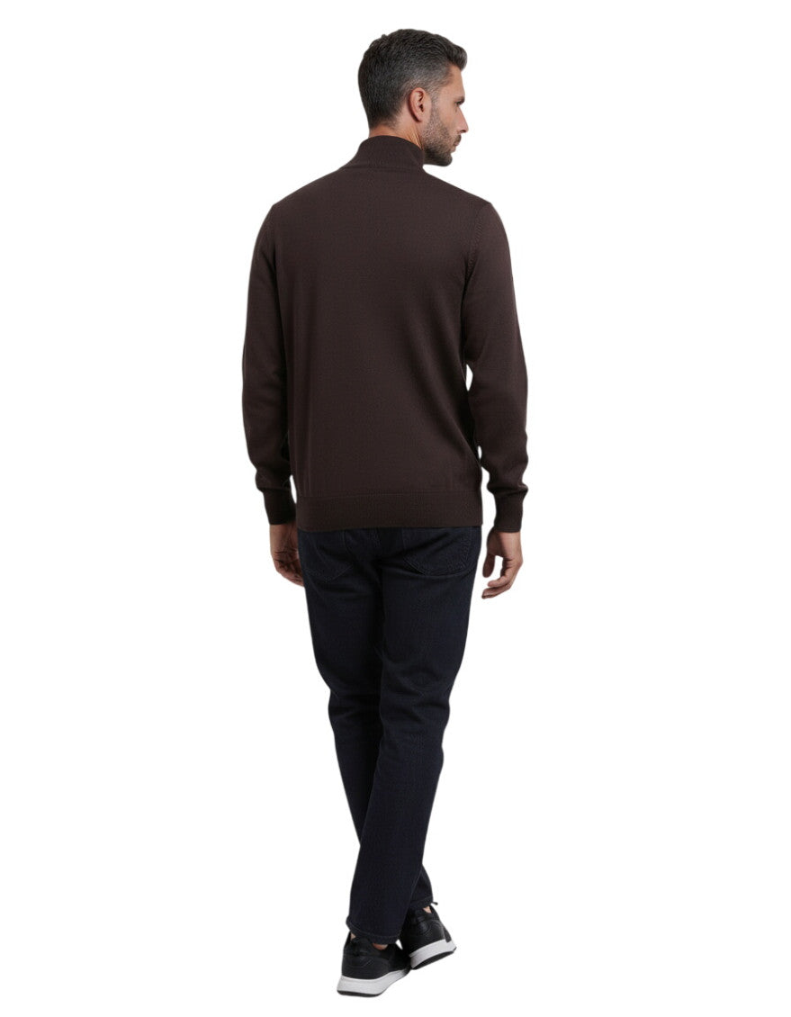 Dark Brown Zip Up Cardigan 2