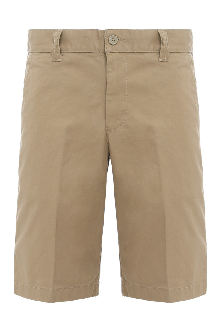 Beige Solid Bermuda Shorts 1