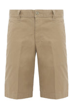 Beige Solid Bermuda Shorts 1