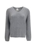 Grey Solid V Neck Sweater 1