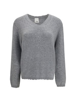 Grey Solid V Neck Sweater 1