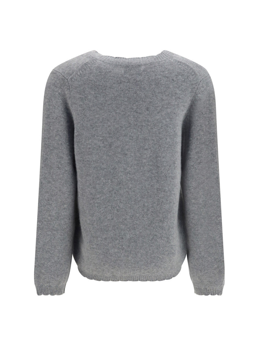 Grey Solid V Neck Sweater 2