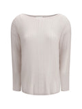 White Boat Neck Sweater 1