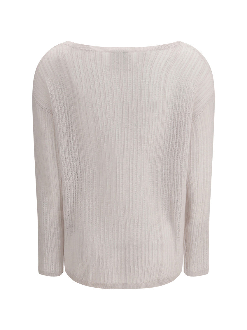 White Boat Neck Sweater 2