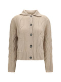 Beige Shirt Collar Cardigan 1
